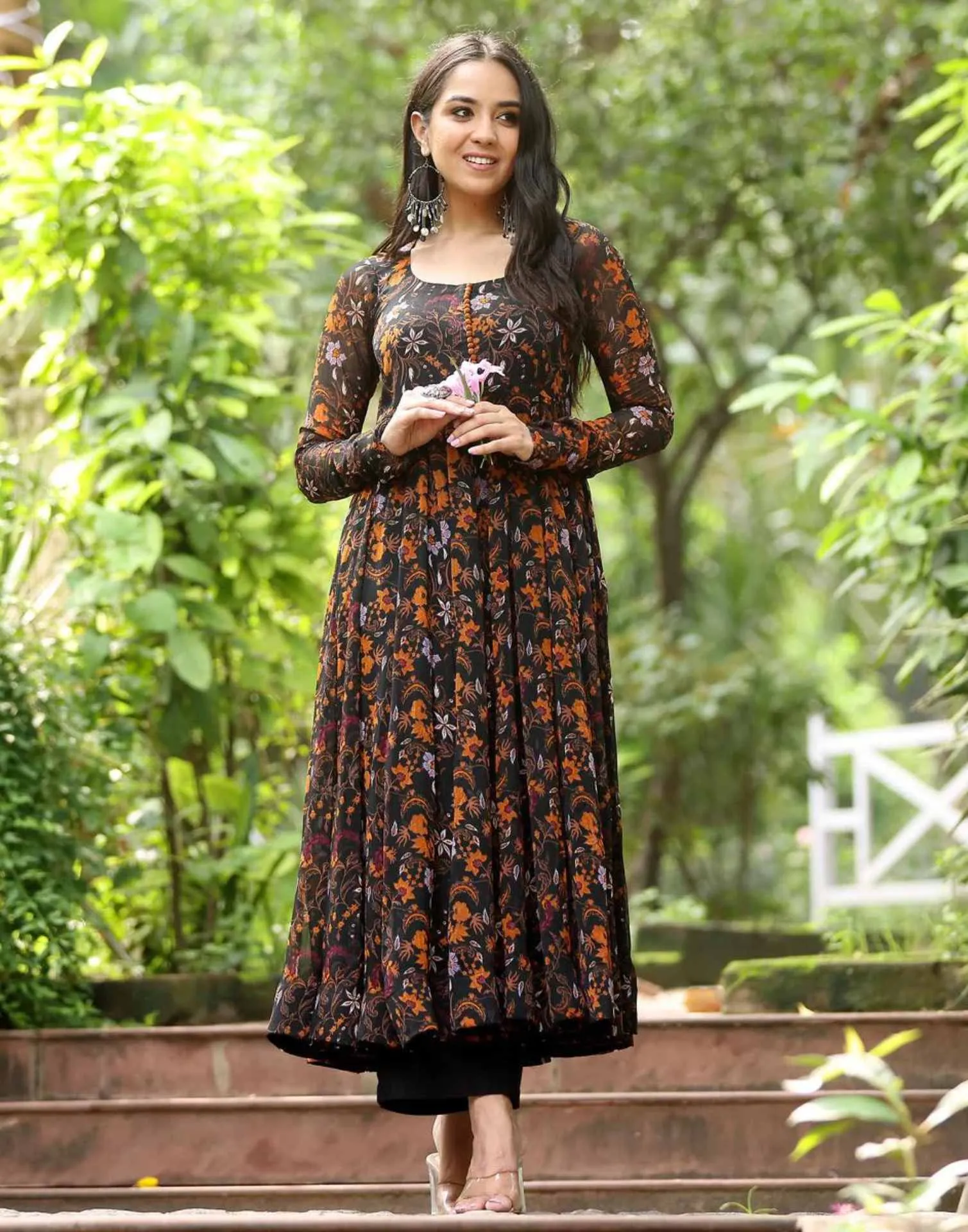 Black Georgette Ethnic Dress