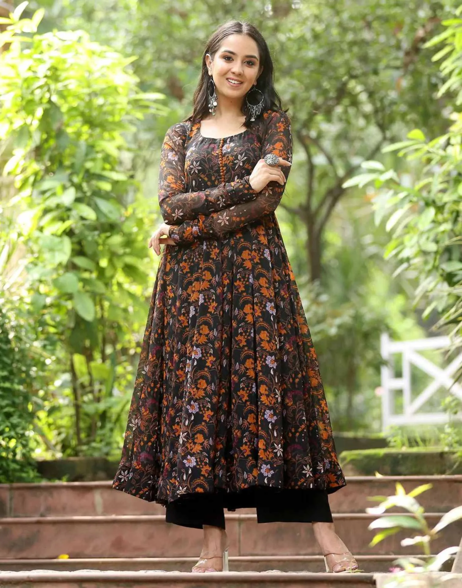 Black Georgette Ethnic Dress