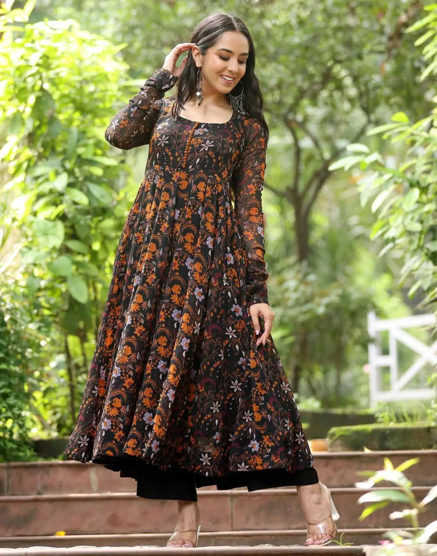 Black Georgette Ethnic Dress