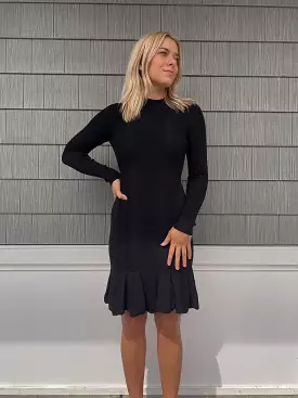 Black rib knit fit and flare dress - Google SEO result