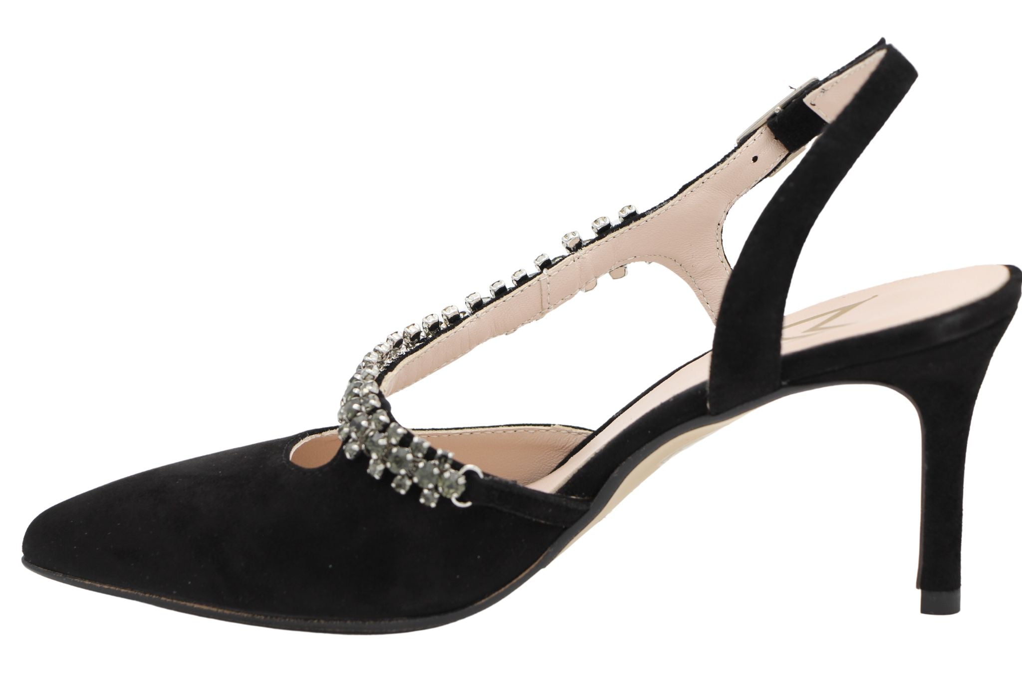 Black Suede Sling-back with Diamante by MARIAN