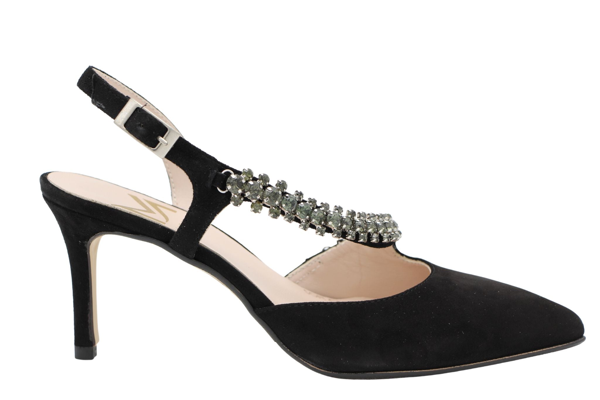 Black Suede Sling-back with Diamante by MARIAN