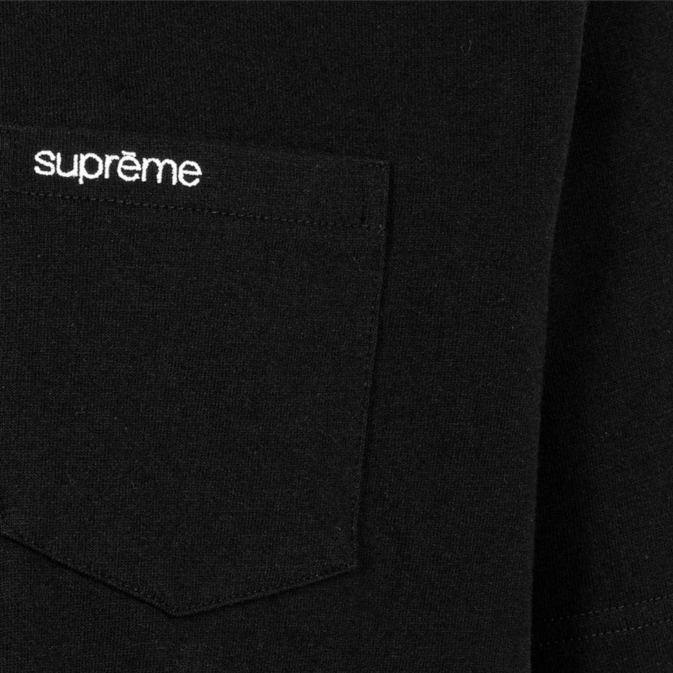 Black Supreme Embroidery Logo Pocket Tee