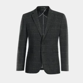 Blue checkered tweed unlined blazer.