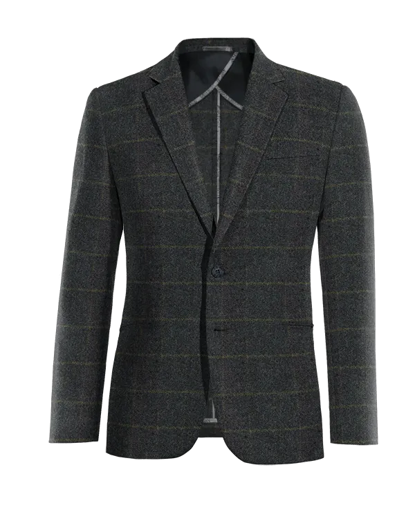 Blue checkered tweed unlined blazer.