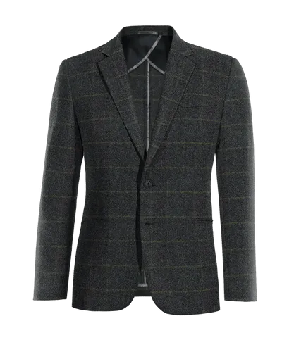 Blue checkered tweed unlined blazer.