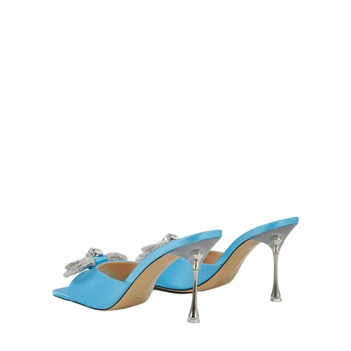 Blue Square Toe Mules with Double Bow