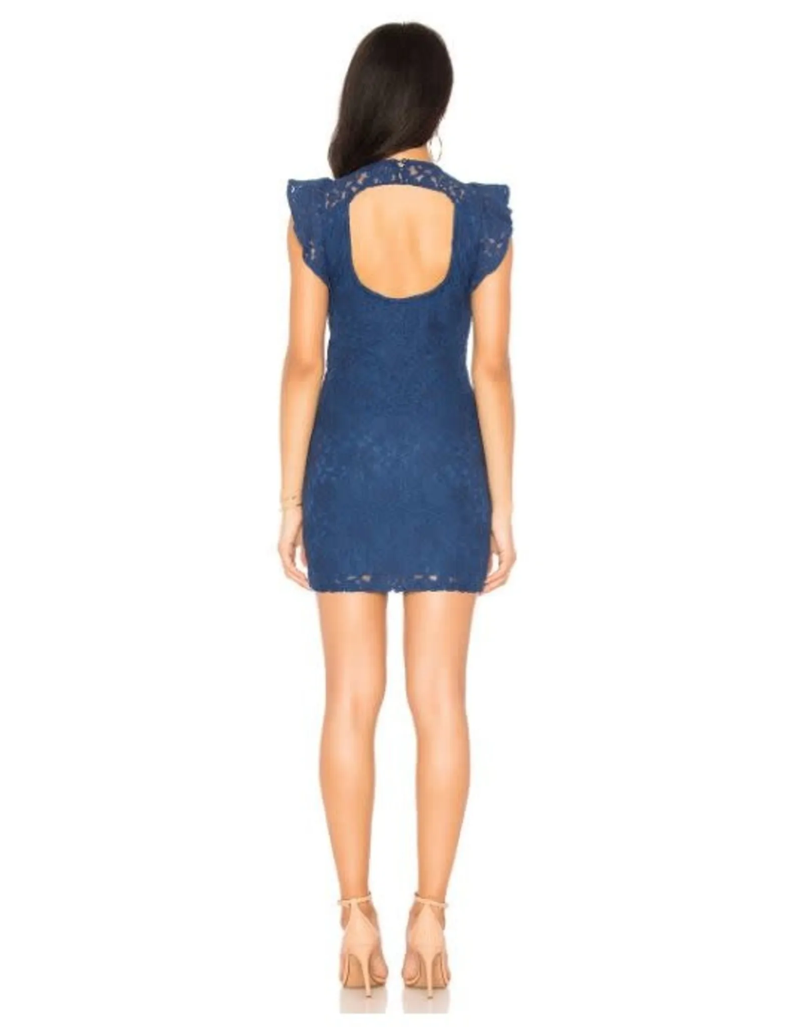 Blue Lace Cut-Out Back Dress