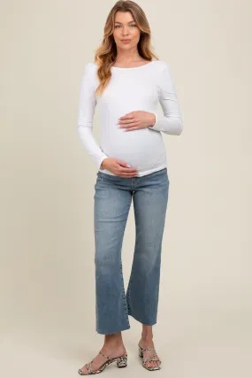 Blue Maternity Raw Hem Straight Leg Jeans