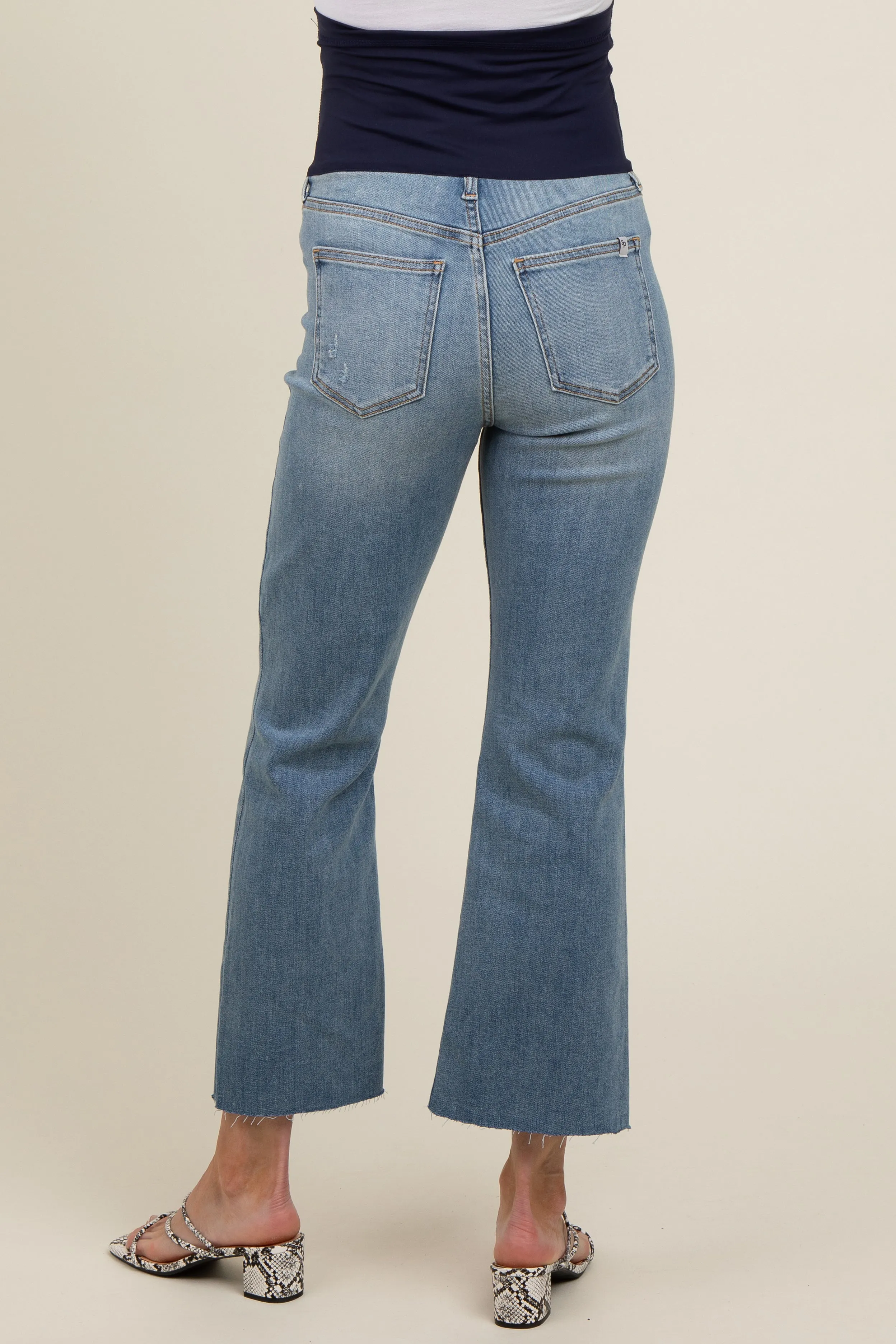 Blue Maternity Raw Hem Straight Leg Jeans