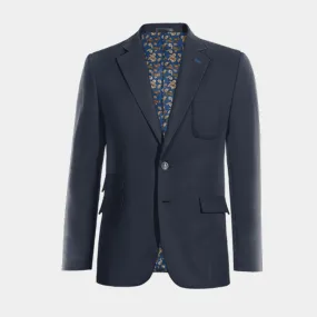 Blue Navy Wide Lapel Mid-Season Blazer