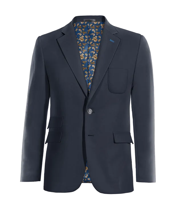 Blue Navy Wide Lapel Mid-Season Blazer