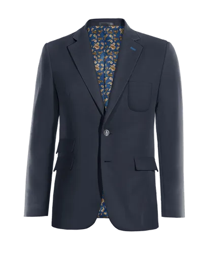 Blue Navy Wide Lapel Mid-Season Blazer