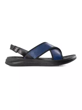 Blue Python Slingback Sandal with Cross Strap