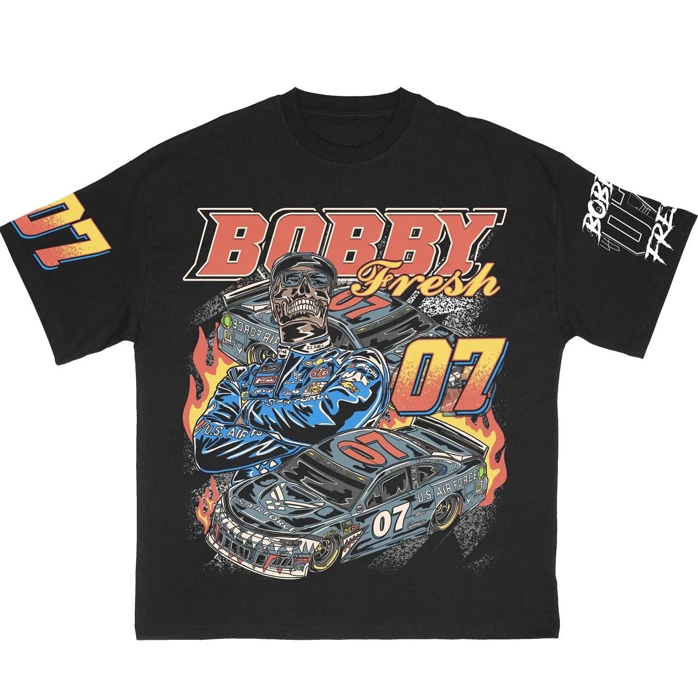 Bobby Fresh Black Racing Front and Back T-Shirt