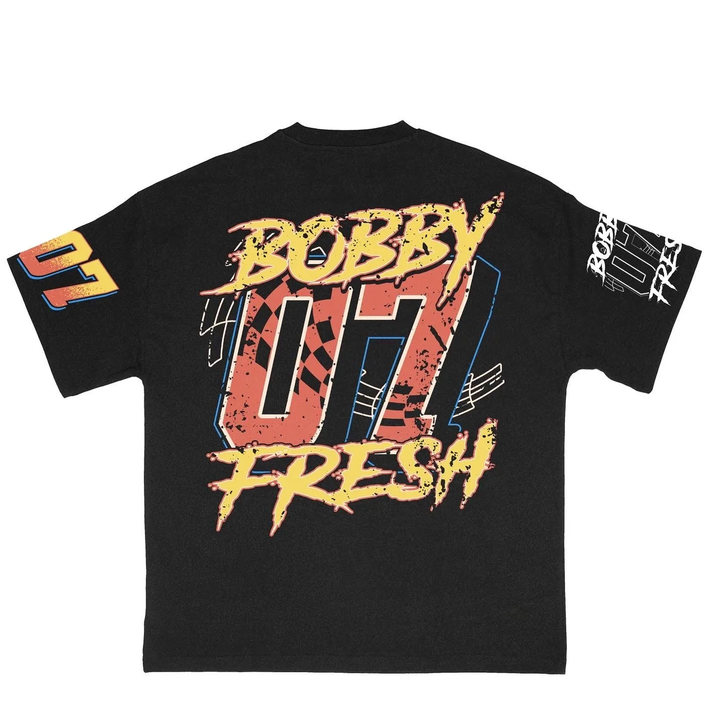 Bobby Fresh Black Racing Front and Back T-Shirt