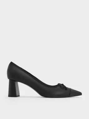 Black Pointed Cap-Toe Pumps