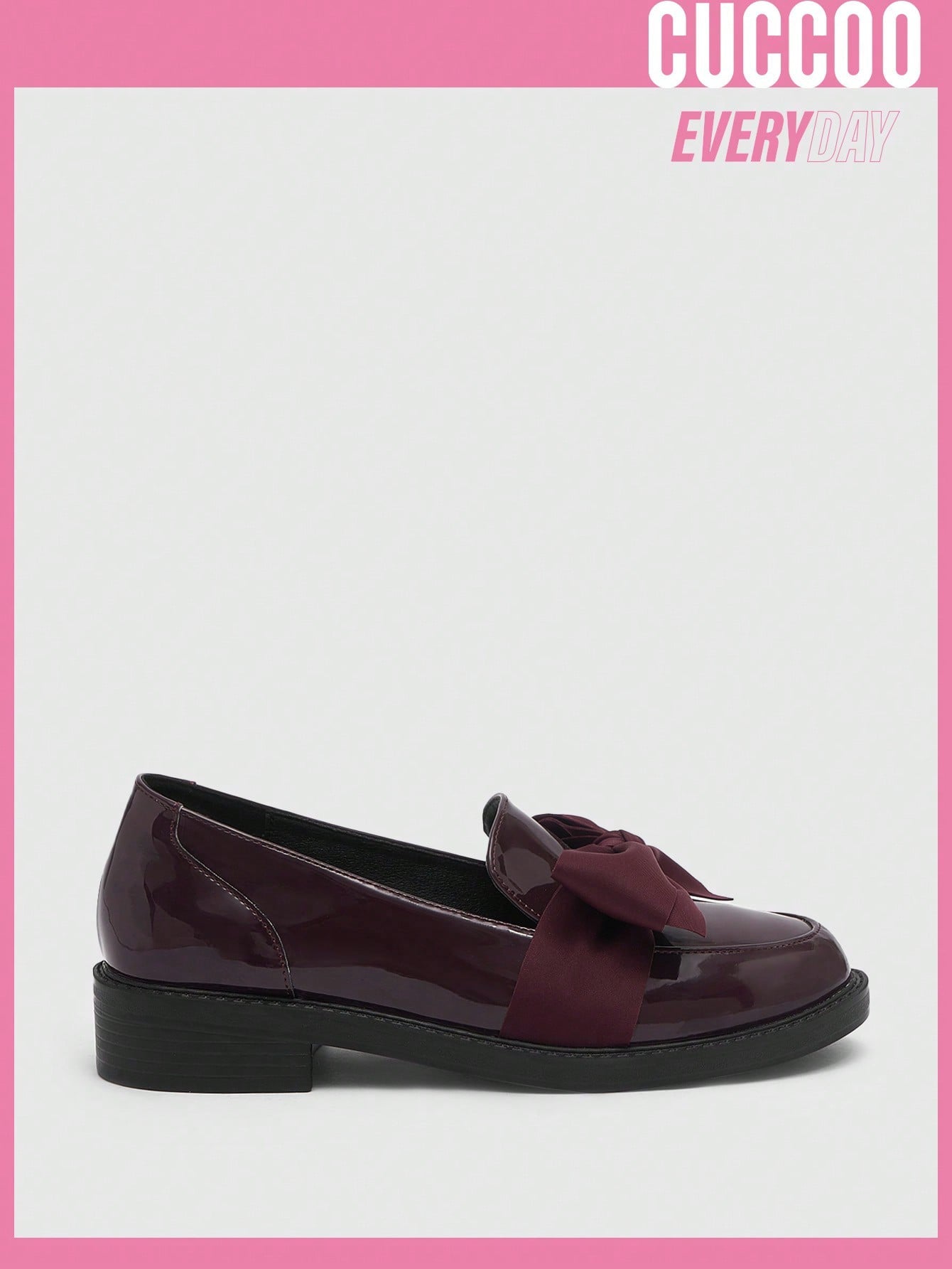 Burgundy Bow Flat Loafers - Stylish Women's Shoes for Spring and Summer