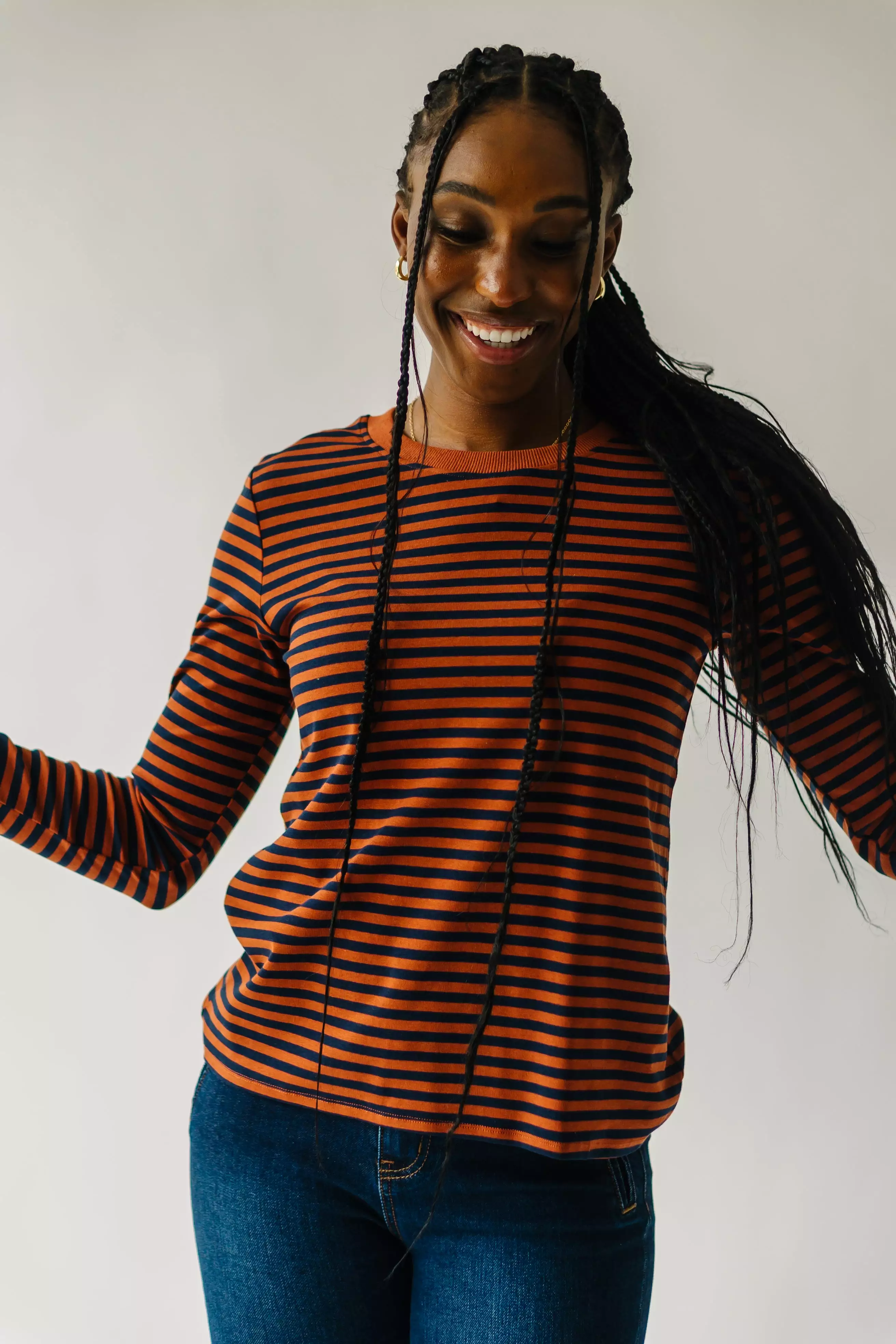 Camden Knit Tee - Rust and Navy Stripe - Result