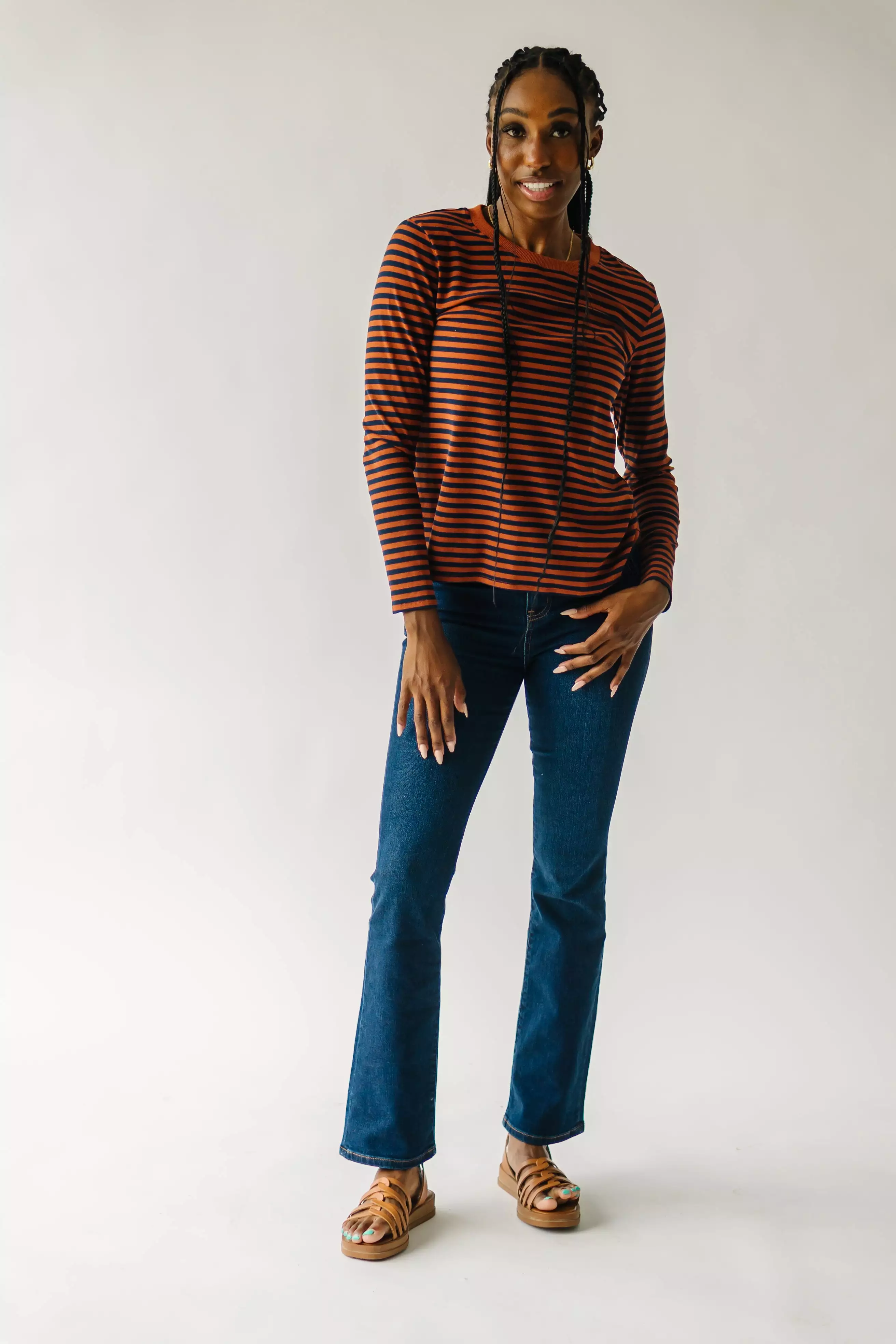 Camden Knit Tee - Rust and Navy Stripe - Result