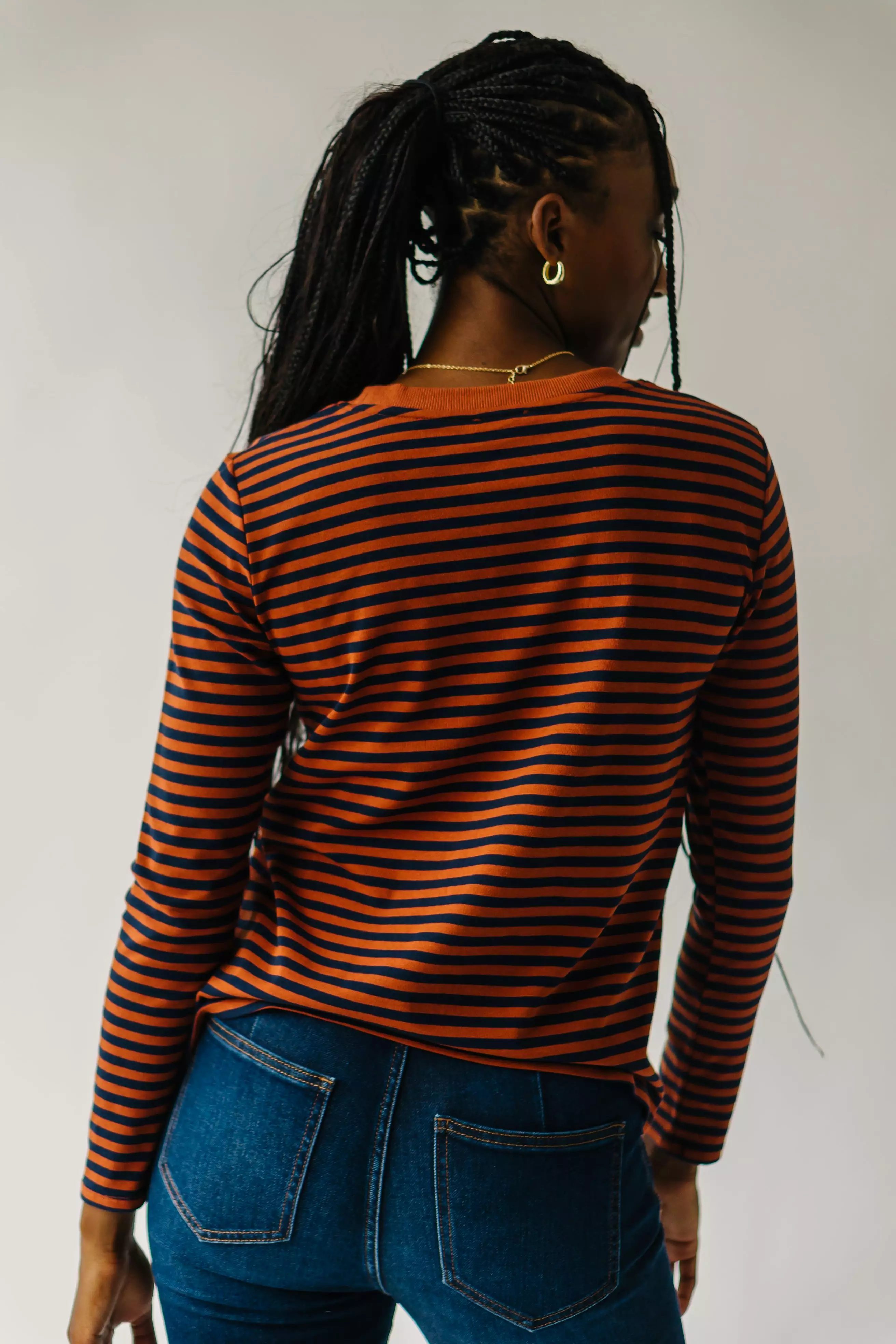 Camden Knit Tee - Rust and Navy Stripe - Result