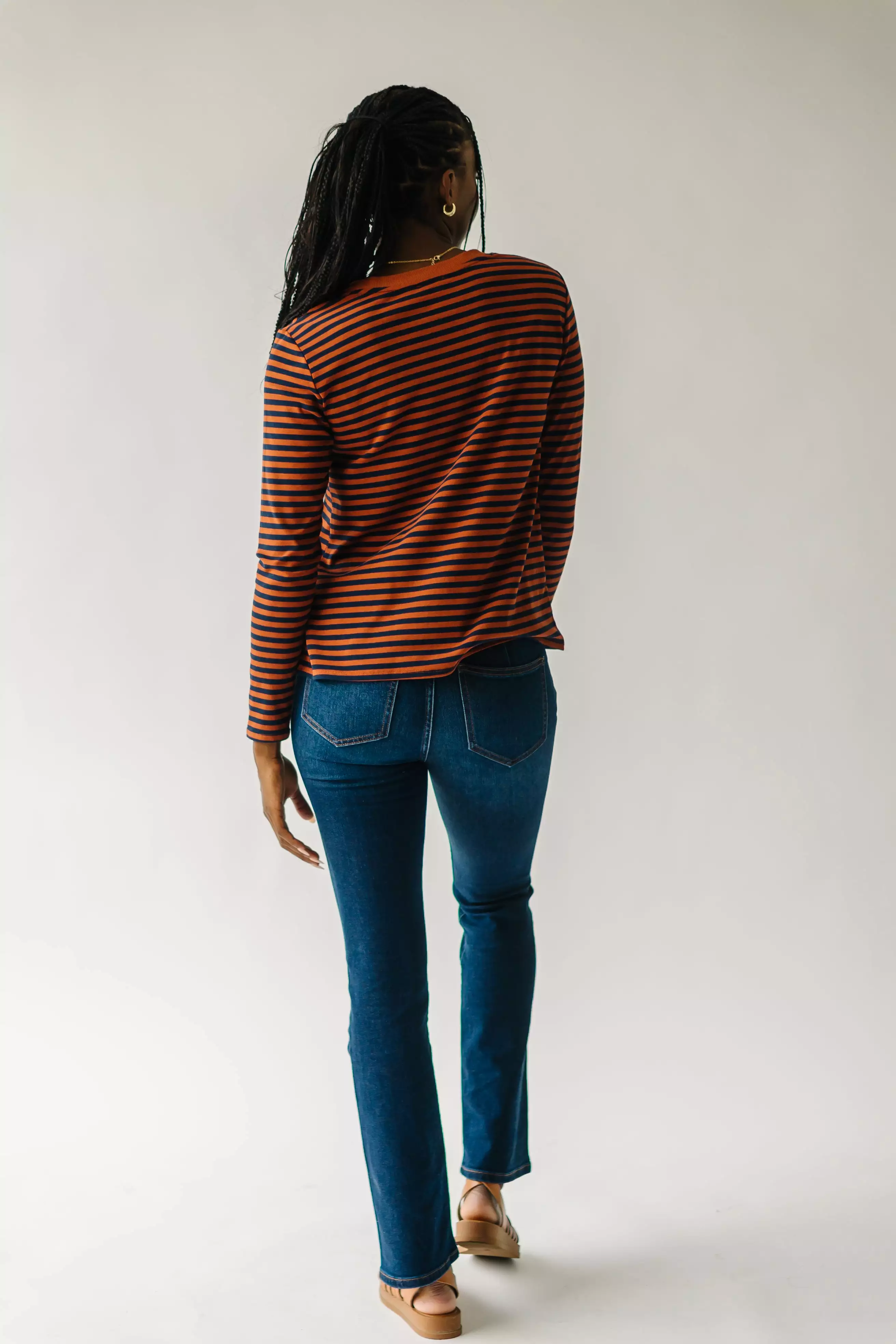 Camden Knit Tee - Rust and Navy Stripe - Result