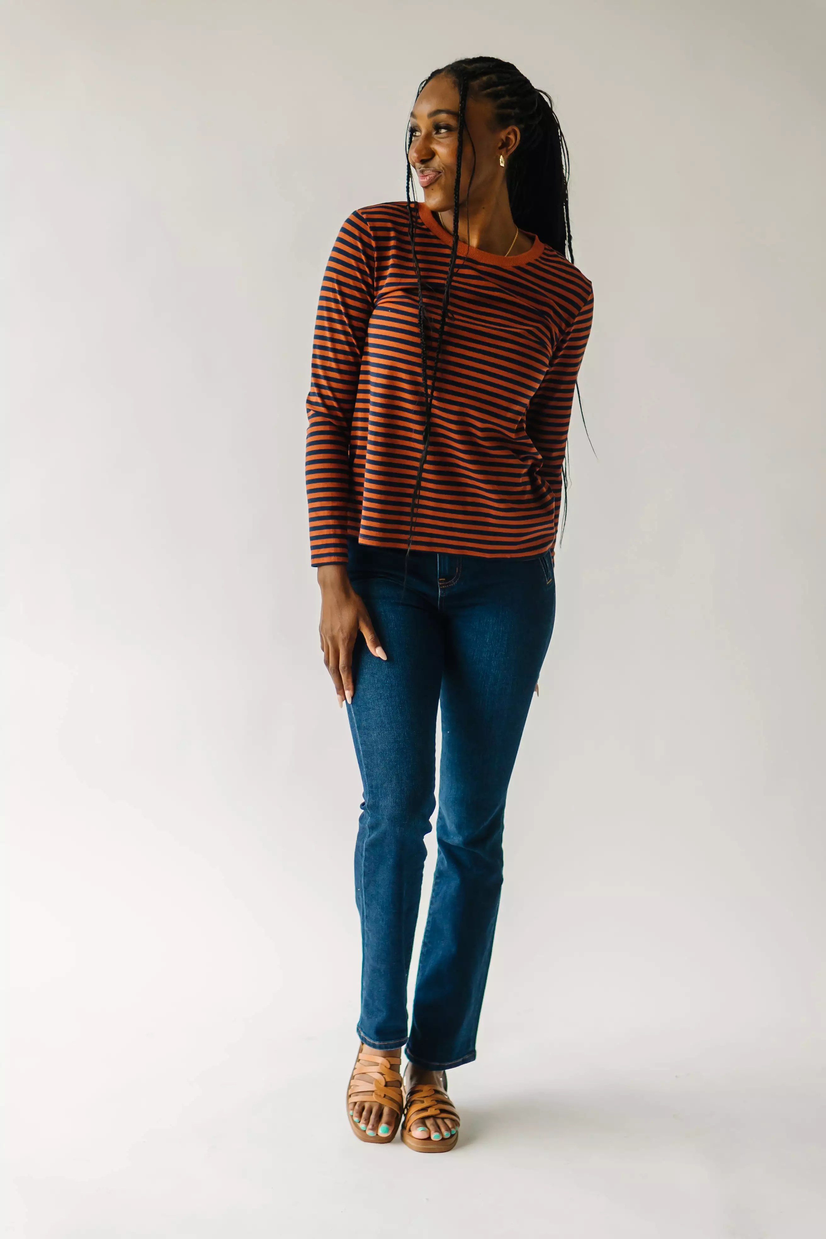 Camden Knit Tee - Rust and Navy Stripe - Result