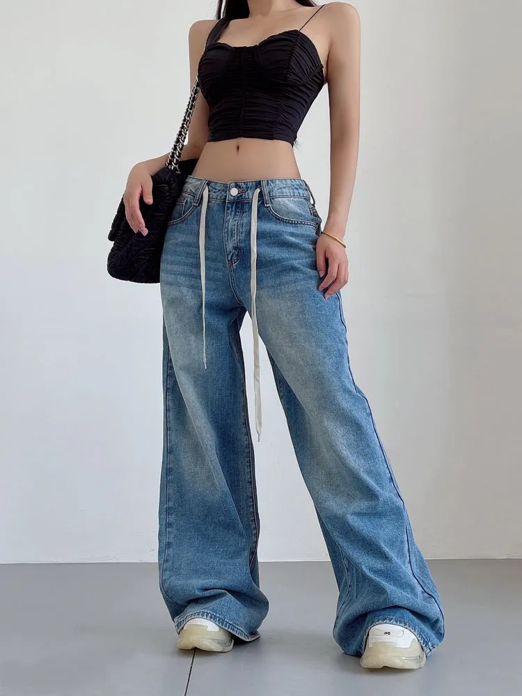 Cassandra Denim Blue Washed Straight Leg Jeans