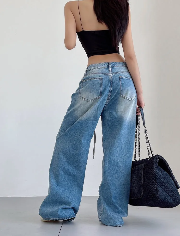 Cassandra Denim Blue Washed Straight Leg Jeans