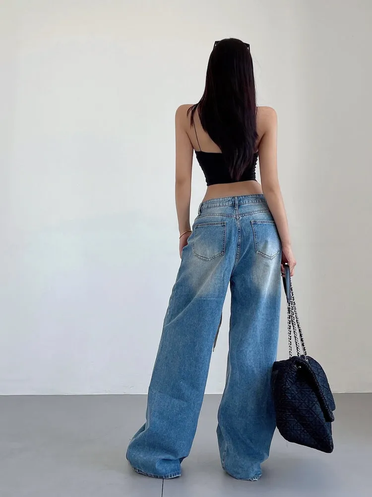 Cassandra Denim Blue Washed Straight Leg Jeans