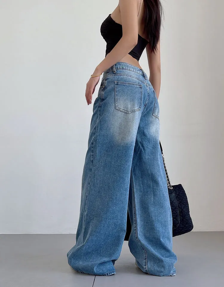 Cassandra Denim Blue Washed Straight Leg Jeans