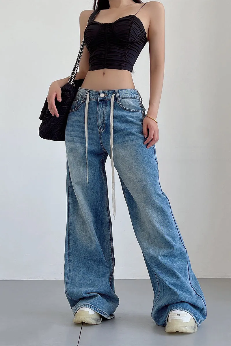 Cassandra Denim Blue Washed Straight Leg Jeans