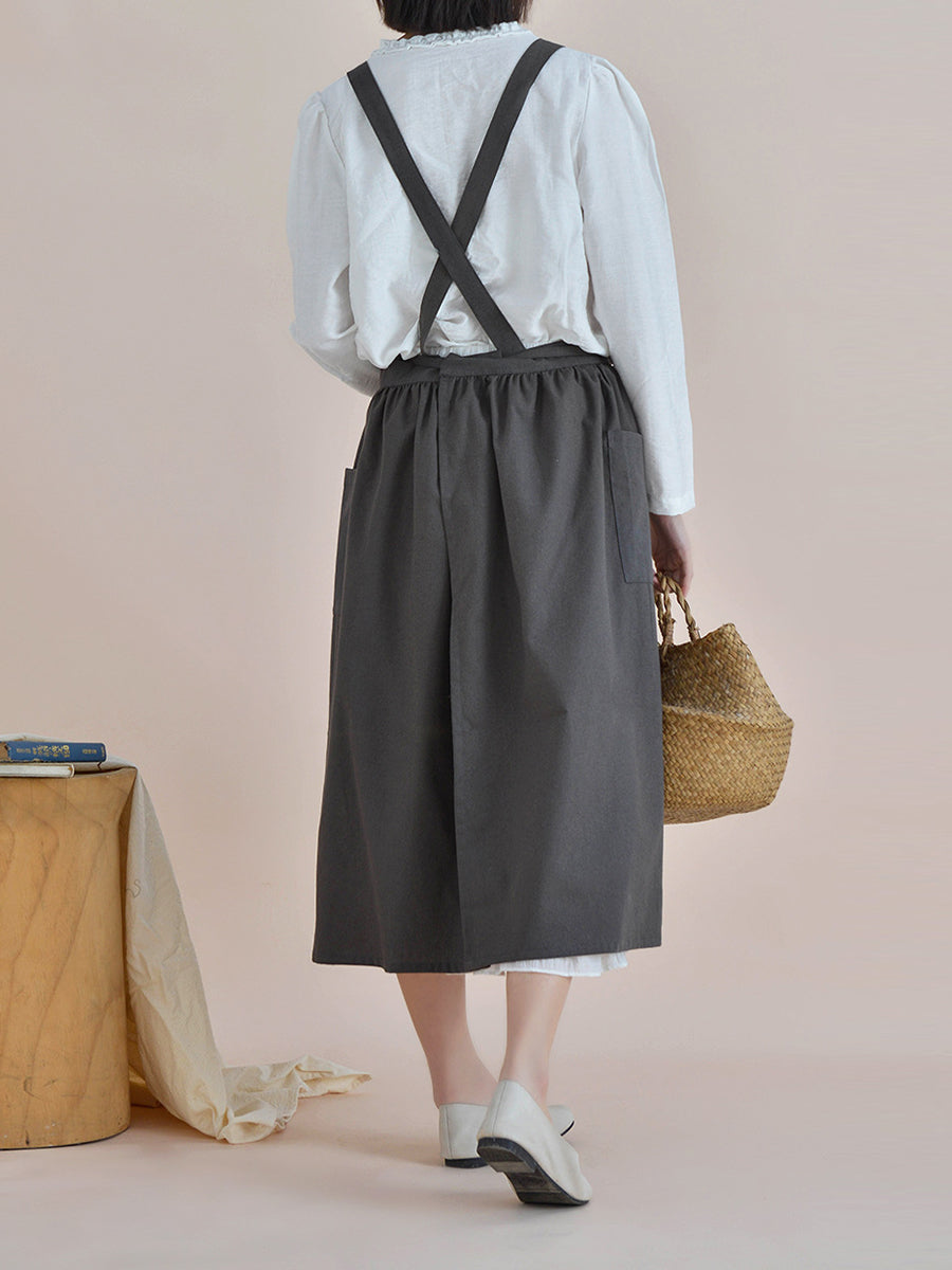 Casual Solid Summer Cotton Apron Dress for Women - KL1041