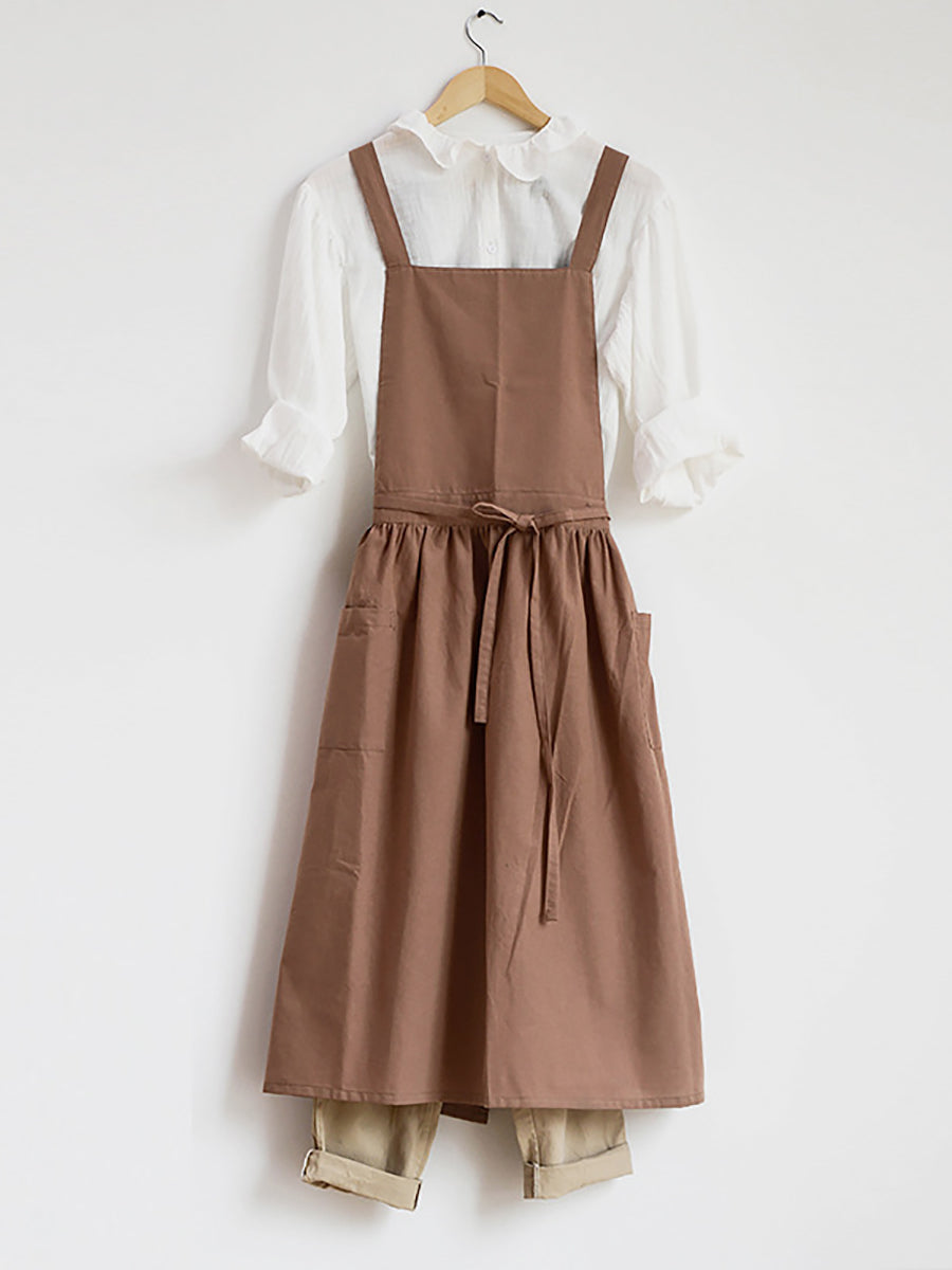 Casual Solid Summer Cotton Apron Dress for Women - KL1041