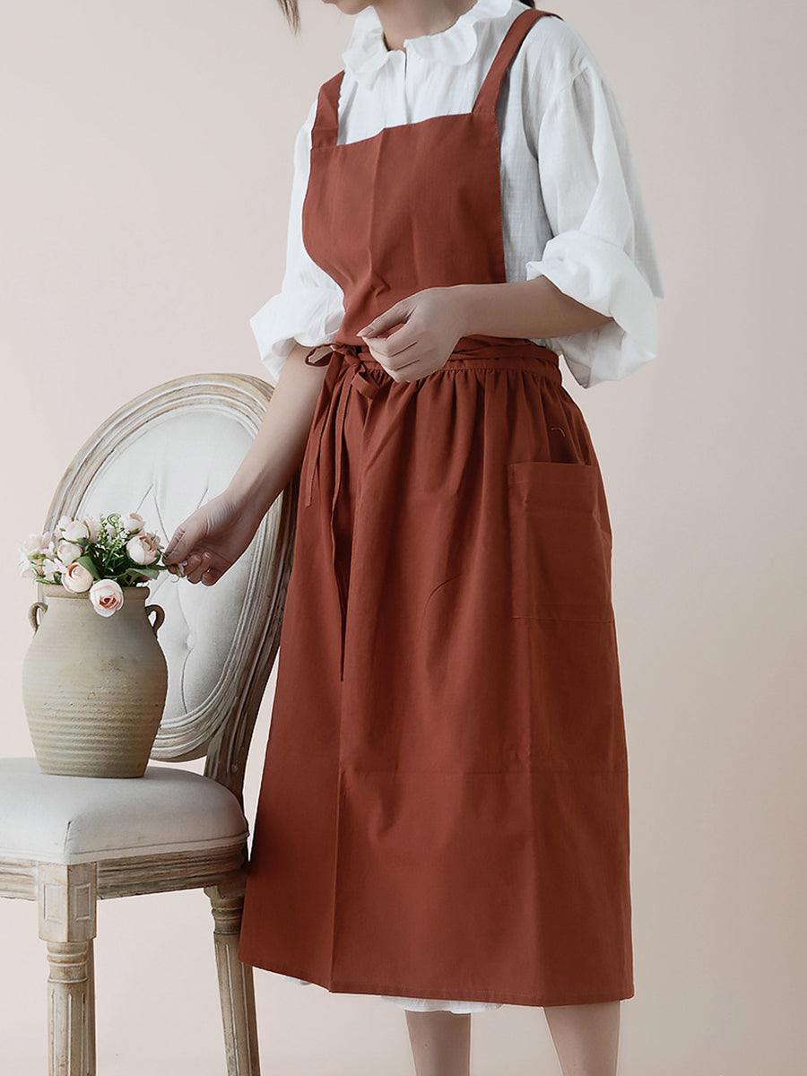 Casual Solid Summer Cotton Apron Dress for Women - KL1041