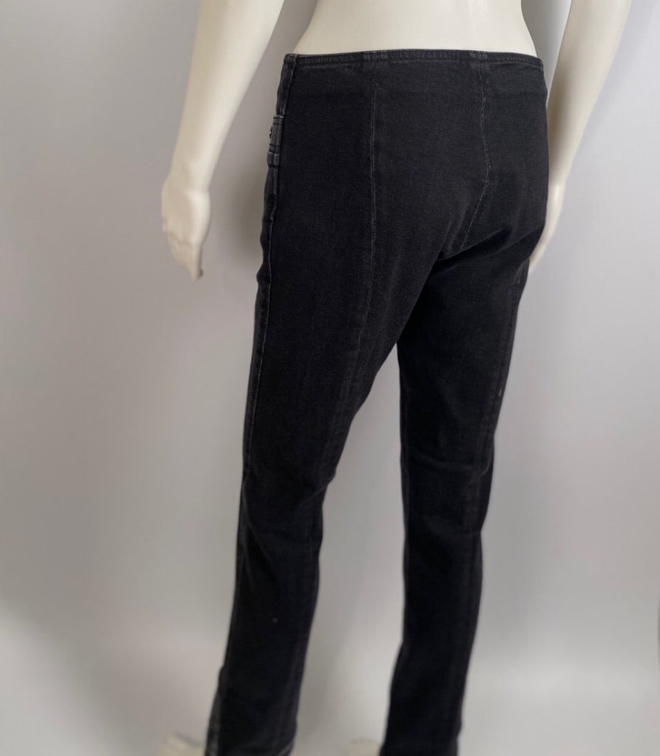 Chanel 2016 Paris-Rome Metiers D' Art Black Denim Skinny Jeans Pants FR 38 US 4