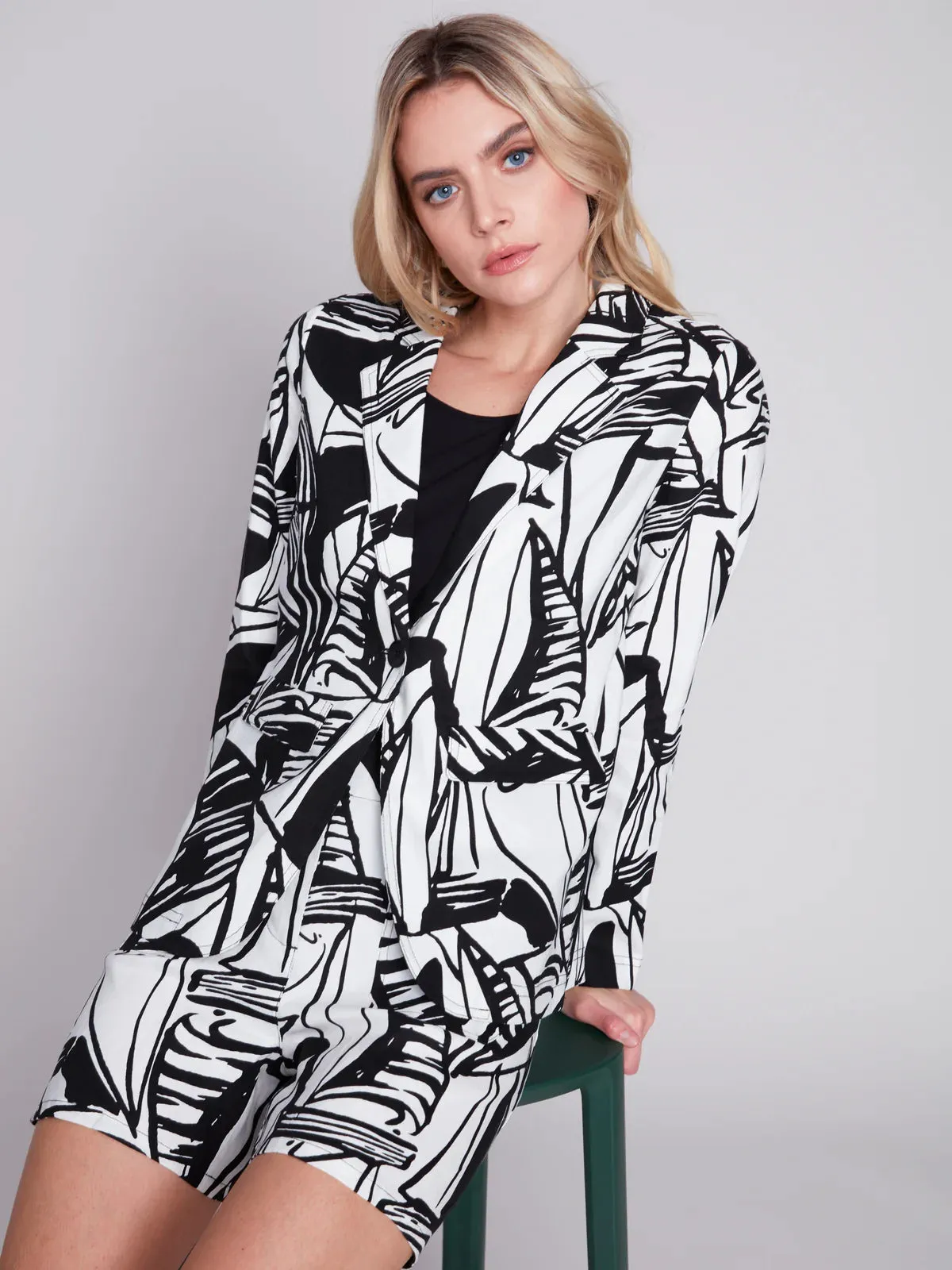 Charlie B Printed Linen Blazer