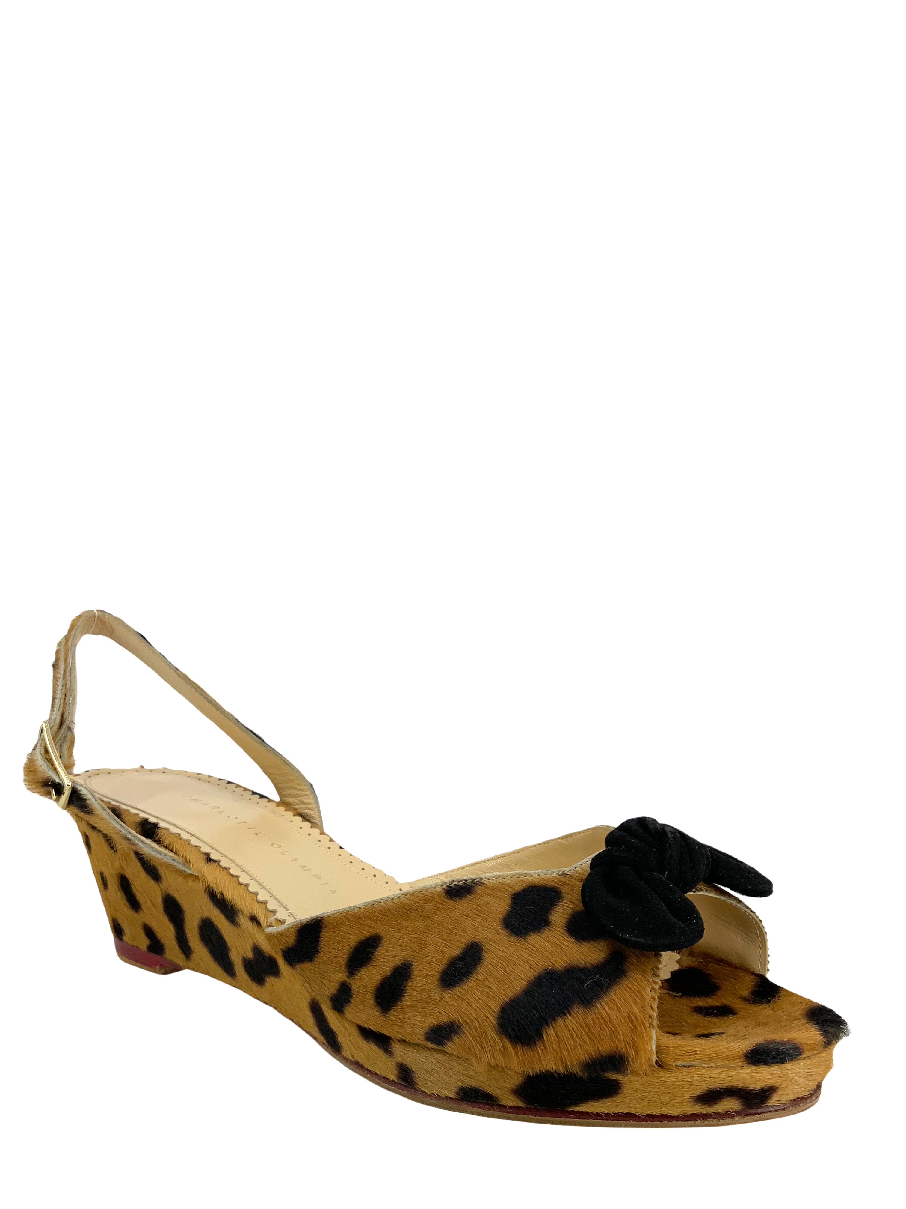 Charlotte Olympia leopard print calf hair slingback wedges size 11 - Best deals and discounts