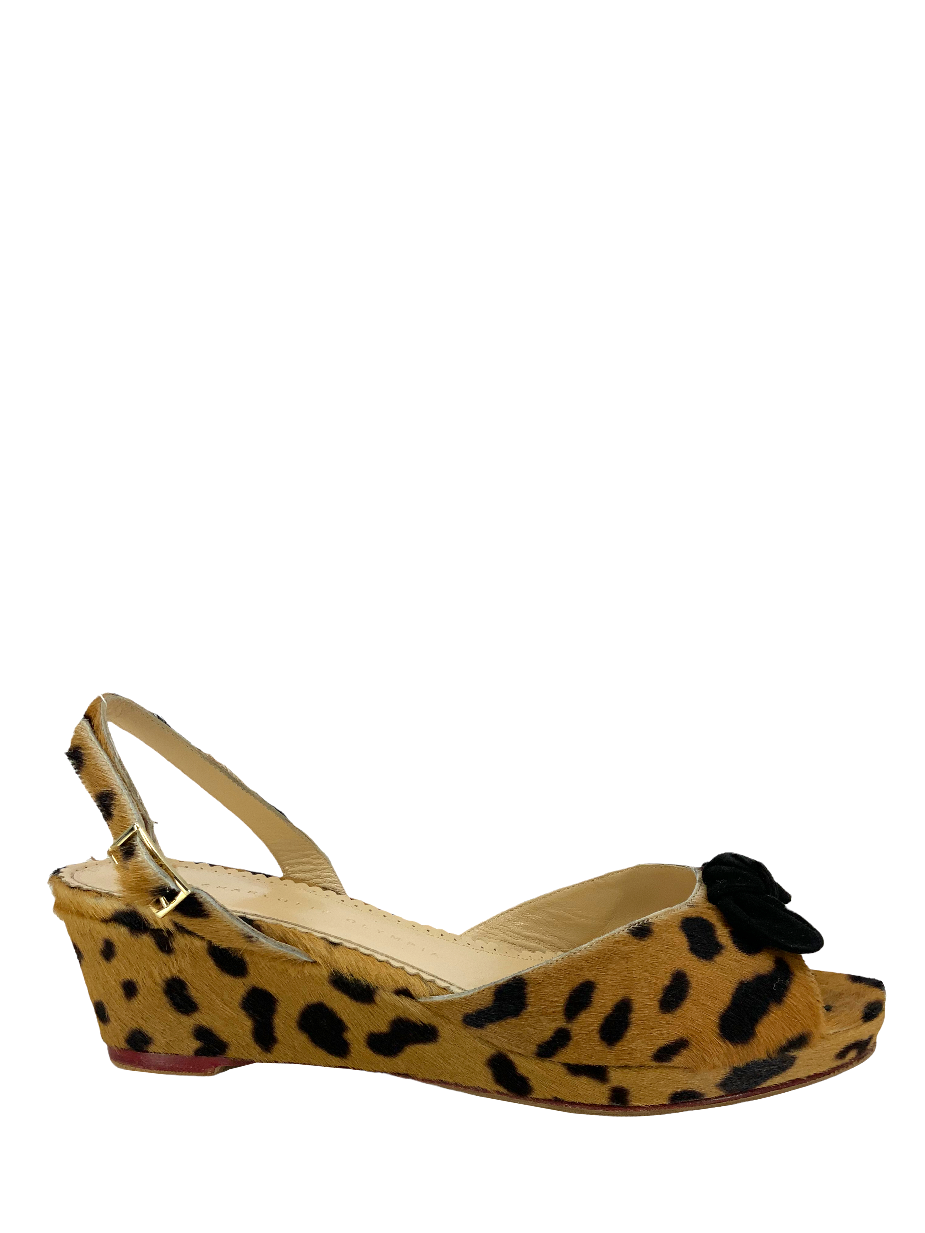 Charlotte Olympia leopard print calf hair slingback wedges size 11 - Best deals and discounts