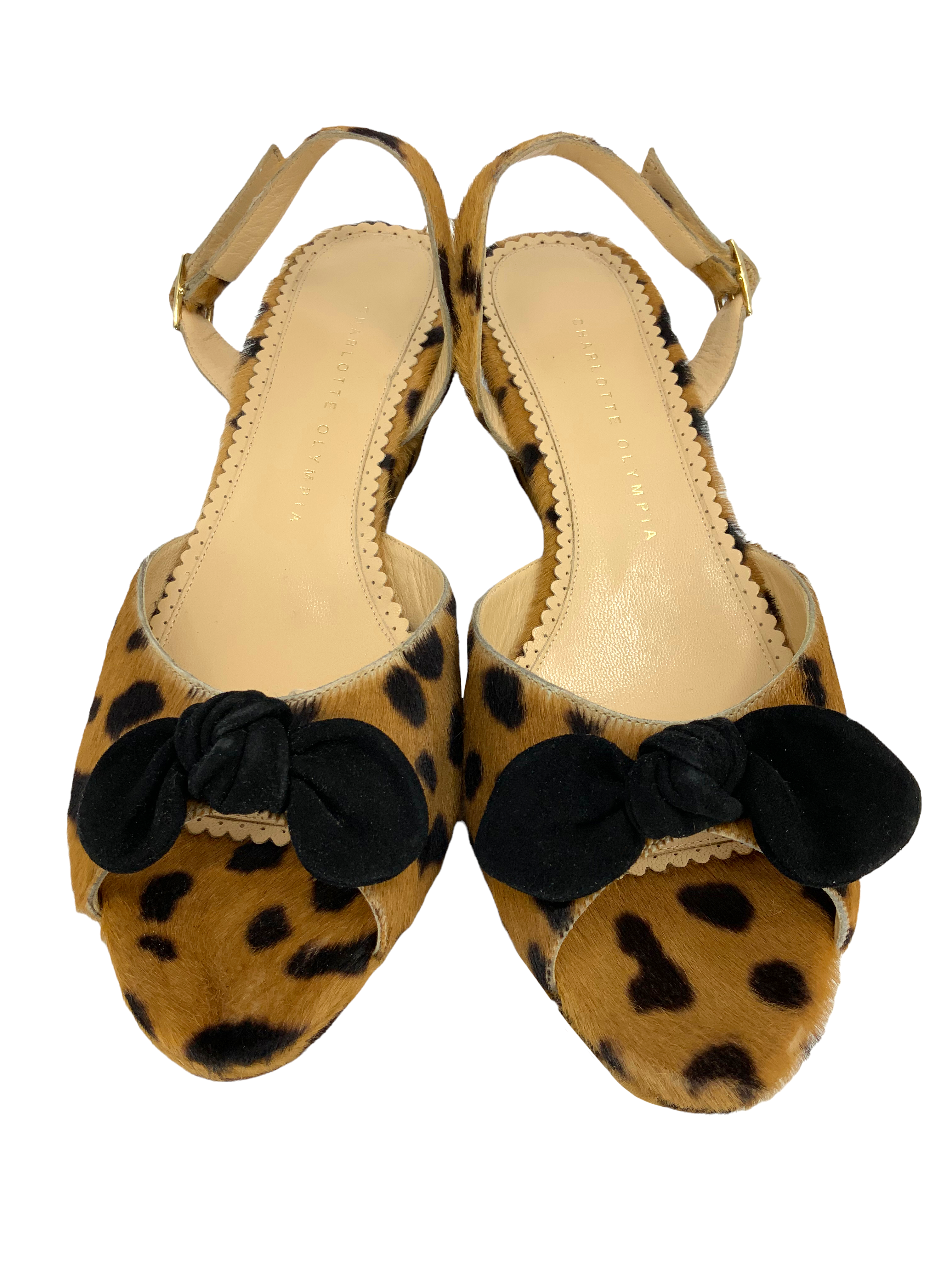 Charlotte Olympia leopard print calf hair slingback wedges size 11 - Best deals and discounts