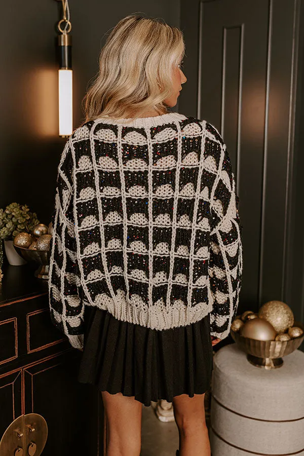 Check Sequin Knit Sweater for a Stylish Fit