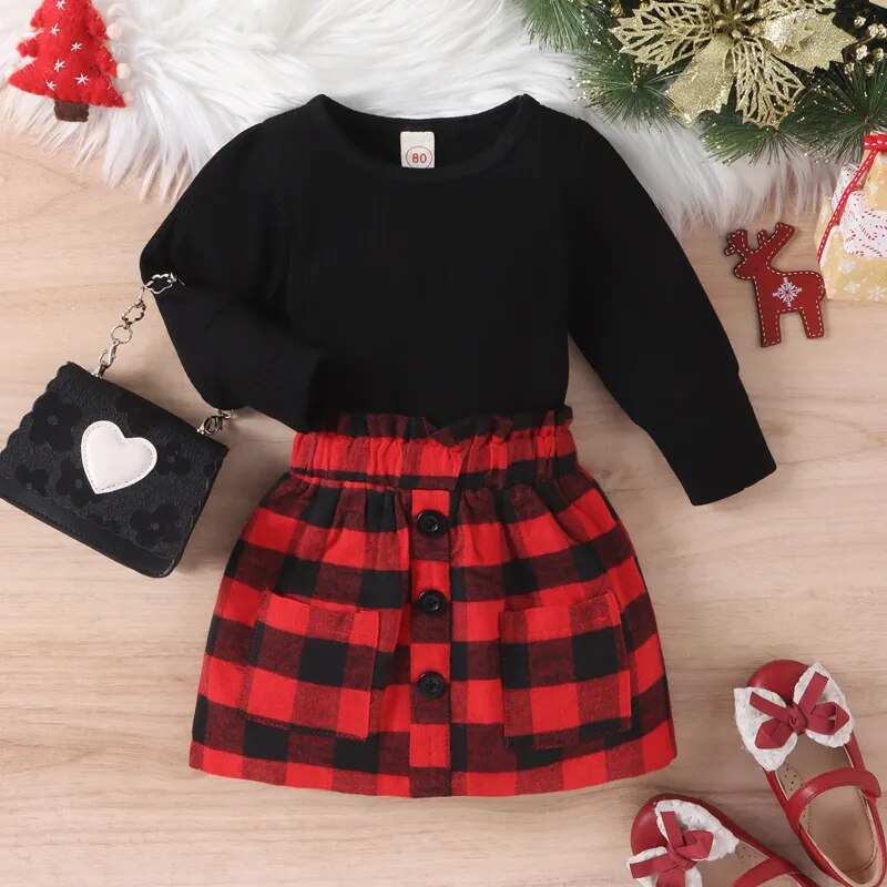 Christmas Knit Plaid Skirts - Festive Outfits for the Holiday Season.