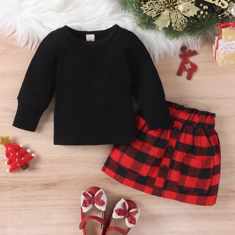 Christmas Knit Plaid Skirts - Festive Outfits for the Holiday Season.