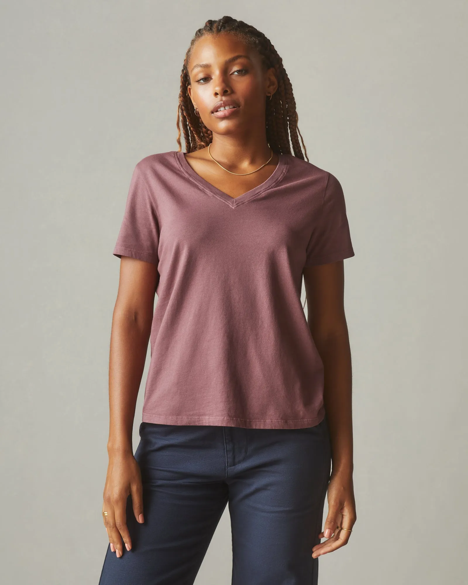 Classic Cotton V Neck Tee Wild Ginger