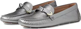 Cole Haan Pewter Metallic Slip On Rounded Toe Flats Loafers