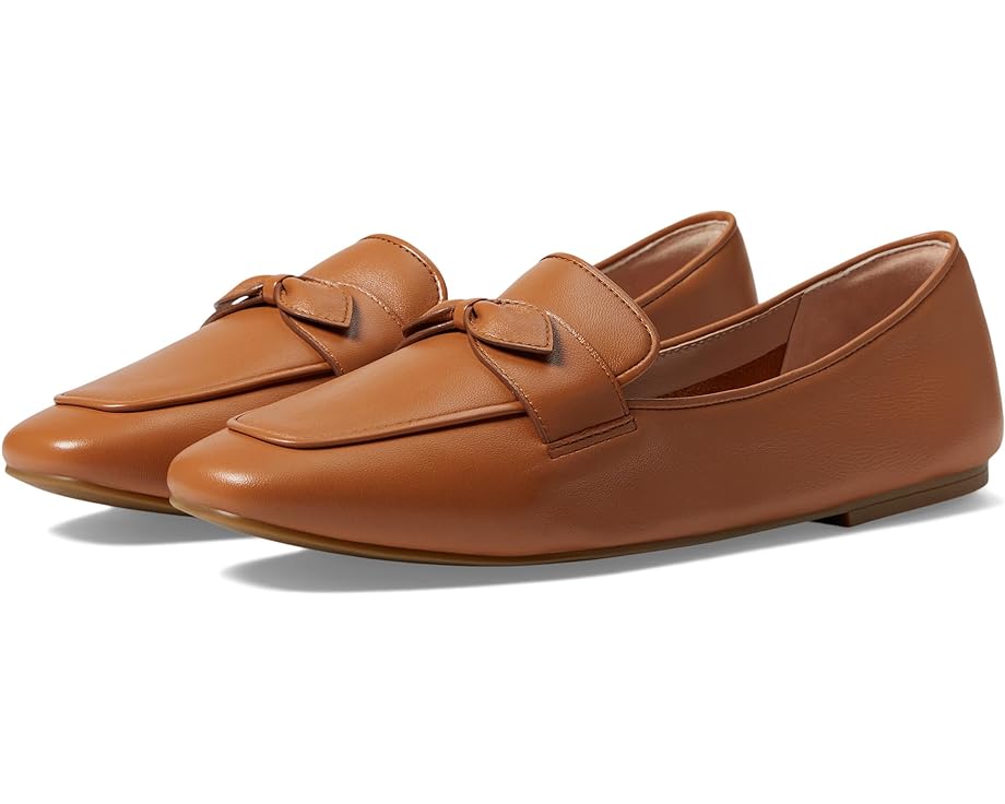 Cole Haan York Bow Pecan Leather Slip-On Loafers with Square Toe and Bow Detailing