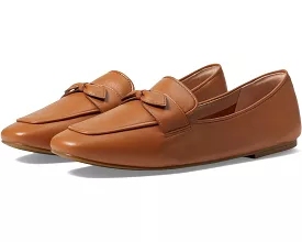 Cole Haan York Bow Pecan Leather Slip-On Loafers with Square Toe and Bow Detailing