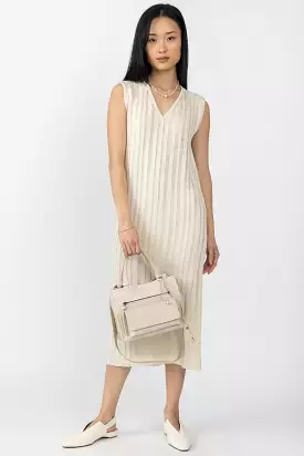 Cotton Knit Midi Dress in Ecru - Lady's Fashion