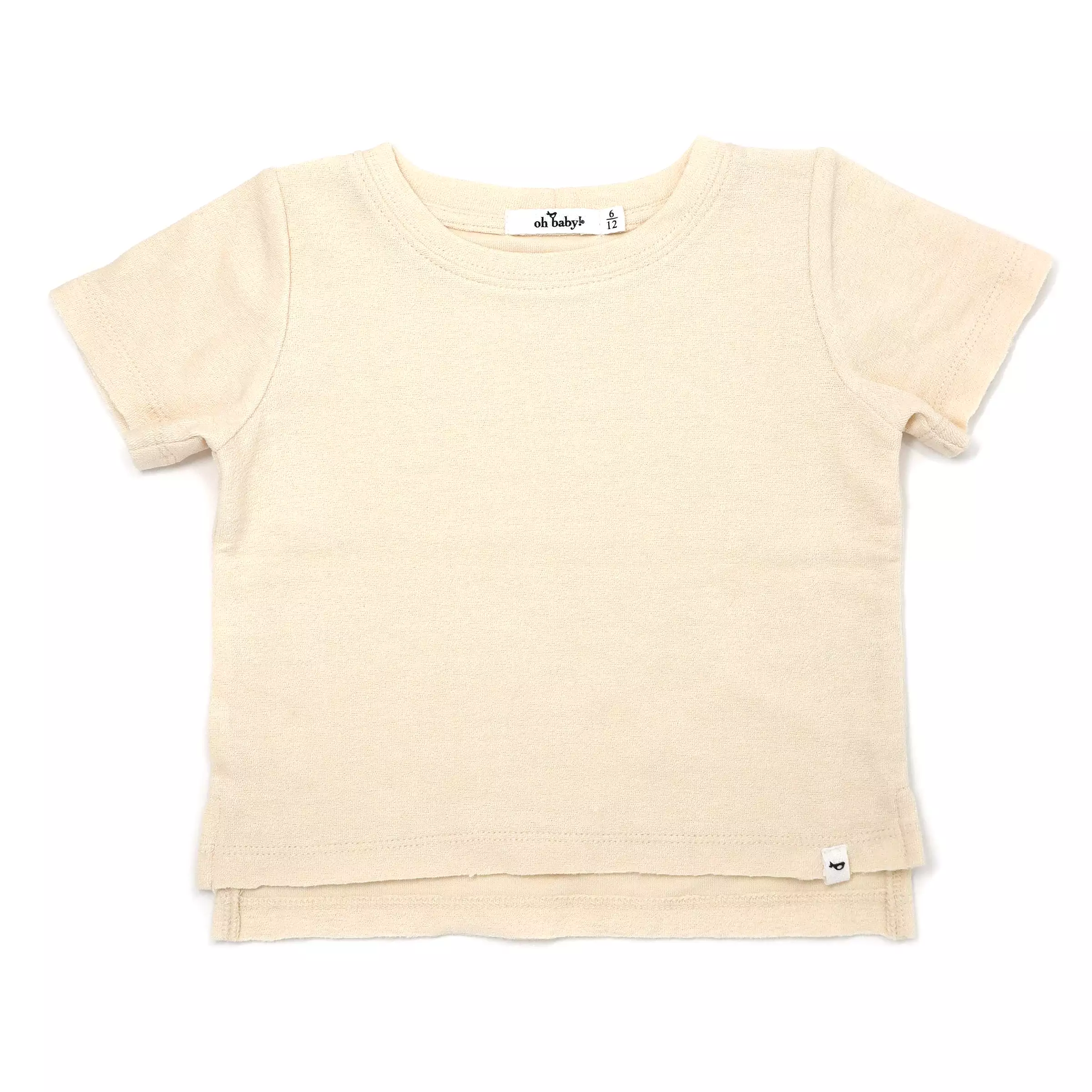 Cotton Terry Raw Edge Short Sleeve Tee - Natural