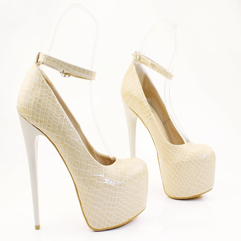 Cream Patent Leather Platform Shoes